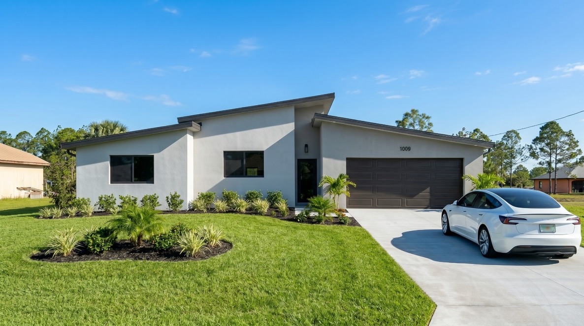 Completed single-story Florida home