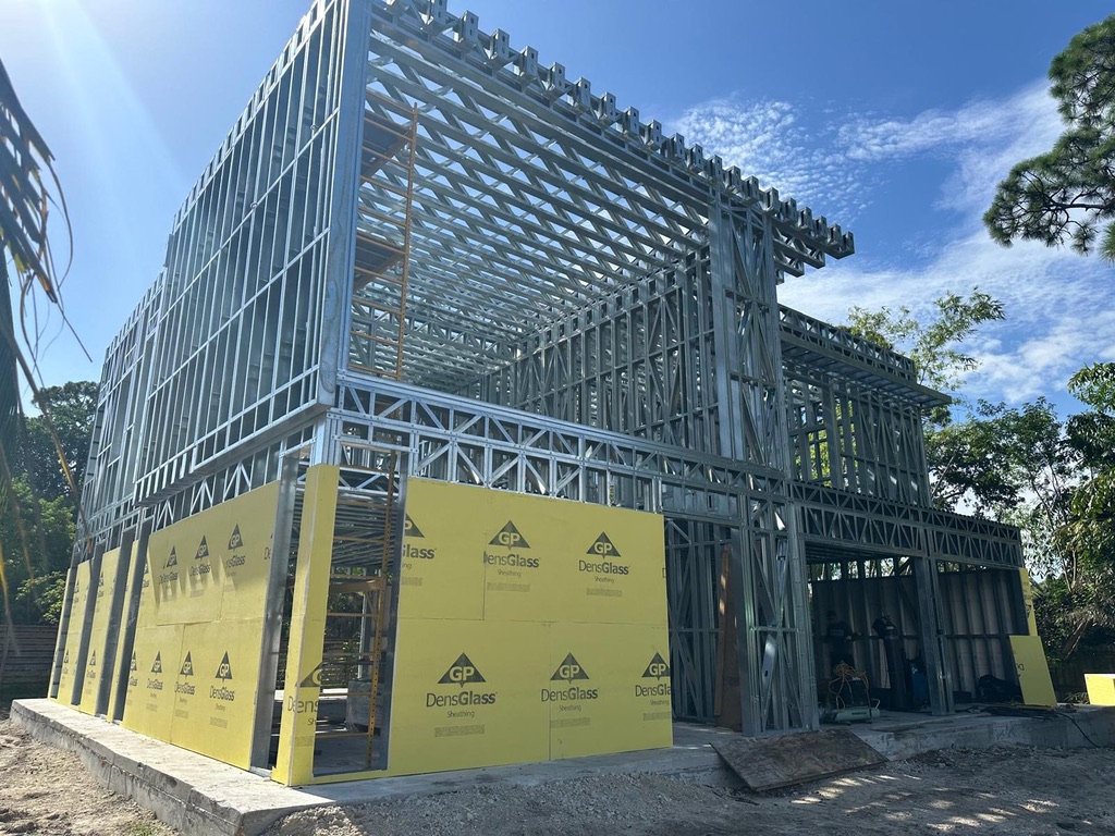 Two-story light steel frame structure under construction
